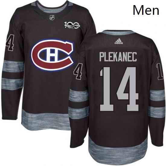 Mens Adidas Montreal Canadiens 14 Tomas Plekanec Authentic Black 1917 2017 100th Anniversary NHL Jersey